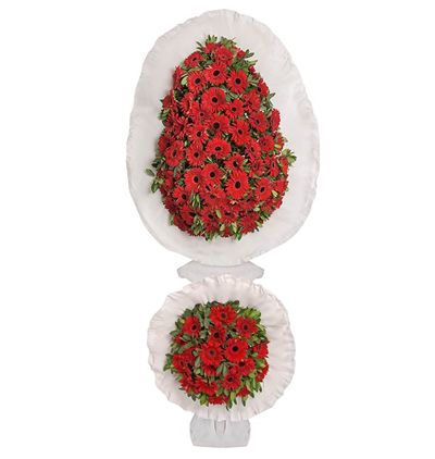  Çerkezköy Çiçekçiler Kırmızı Gerbera İkili Sepet/Çelenk